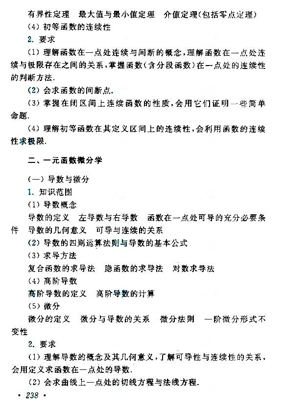 2019年江苏成人高考专升本《高等数学（二）》考试大纲